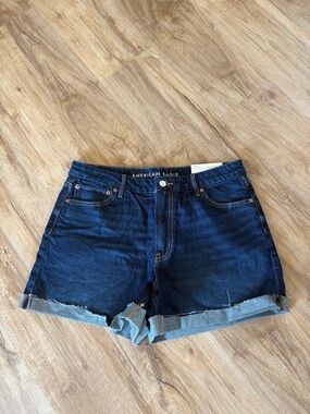 American Eagle Outfitters Dark Indigo Rolled Hem Denim Shorts